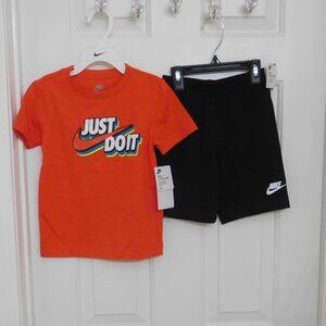NWT 2pc Nike Red Colorful Logo Shirt & Nike Shorts Set sz 3t